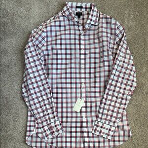 J. Crew Men's Red and Blue Checkered Shirt